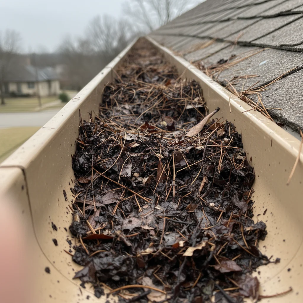 Before: Clogged with leaves and debris