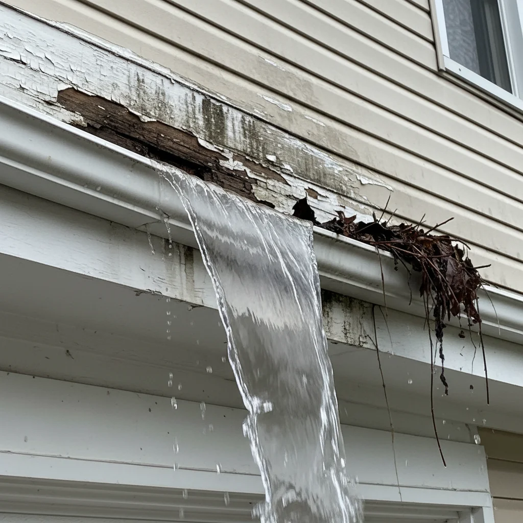 Before: Unprotected gutters